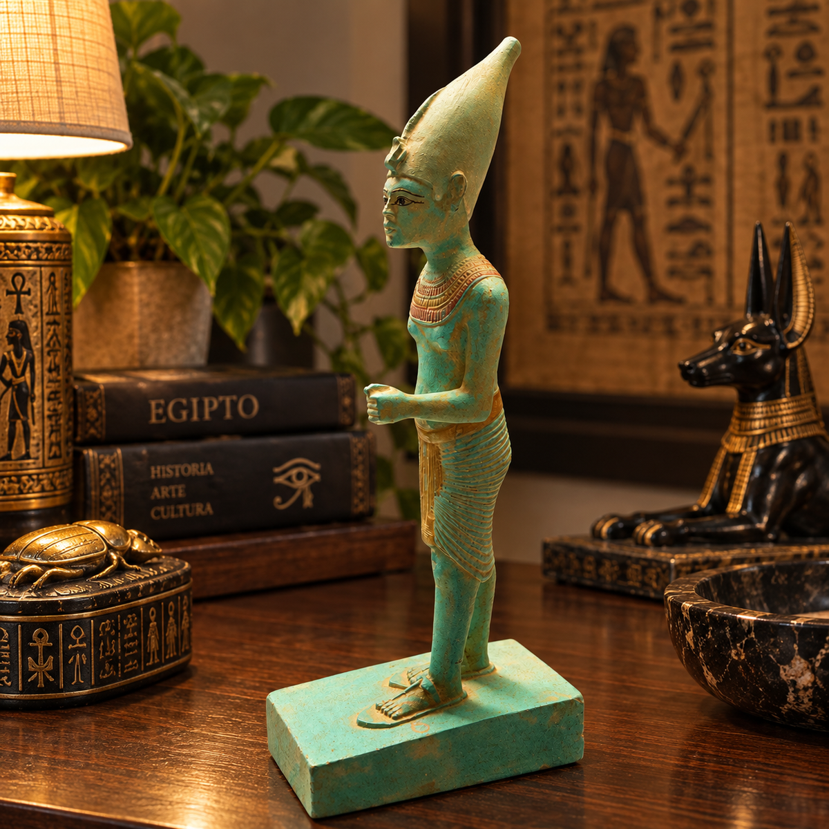 Figura de Osiris en Turquesa y Oro – El Dios de la Vida y la Resurrección
