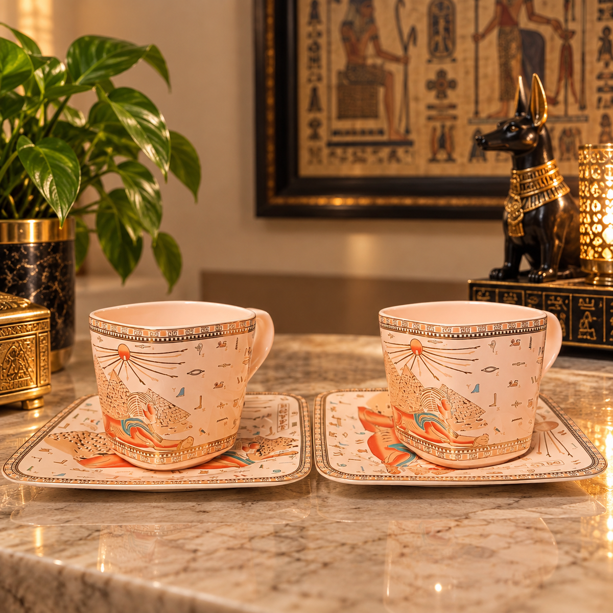 Juego de Tazas de Té Egipcias – La Elegancia del Antiguo Egipto