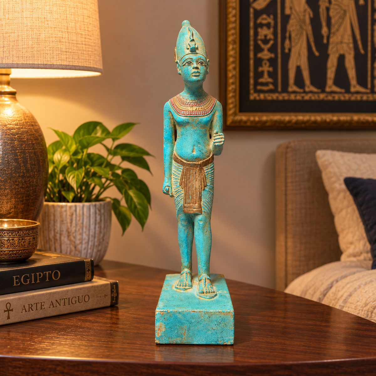Figura de Osiris en Turquesa y Oro – El Dios de la Vida y la Resurrección