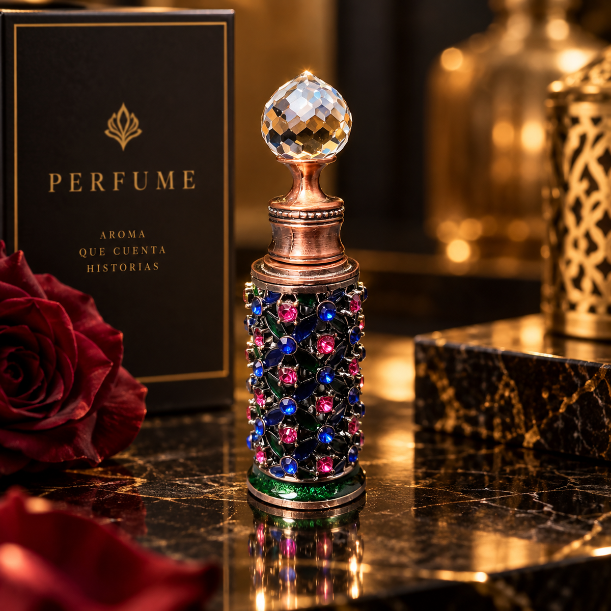 Frasco Perfumero de Lujo Bronce – Estilo Antiguo Egipto (10 ml)