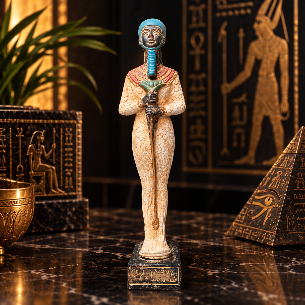 Estatua del Dios Ptah en Marfil Envejecido – El Gran Arquitecto y Creador Divino