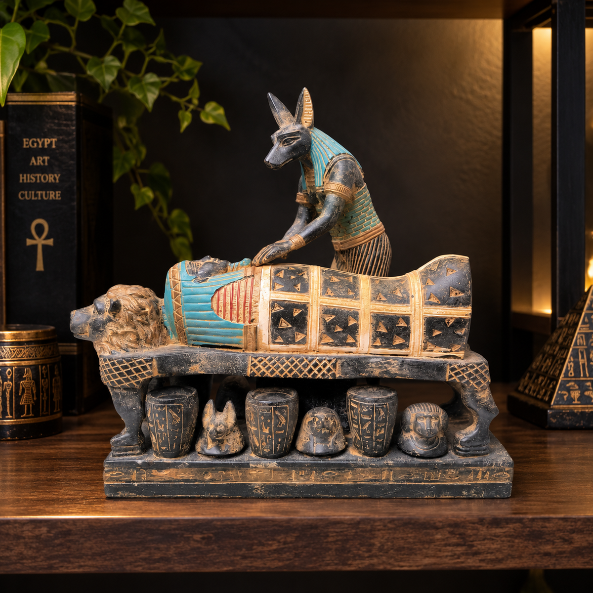 Escultura Ceremonial de Anubis y Momificación – El Ritual de Transición Sagradav