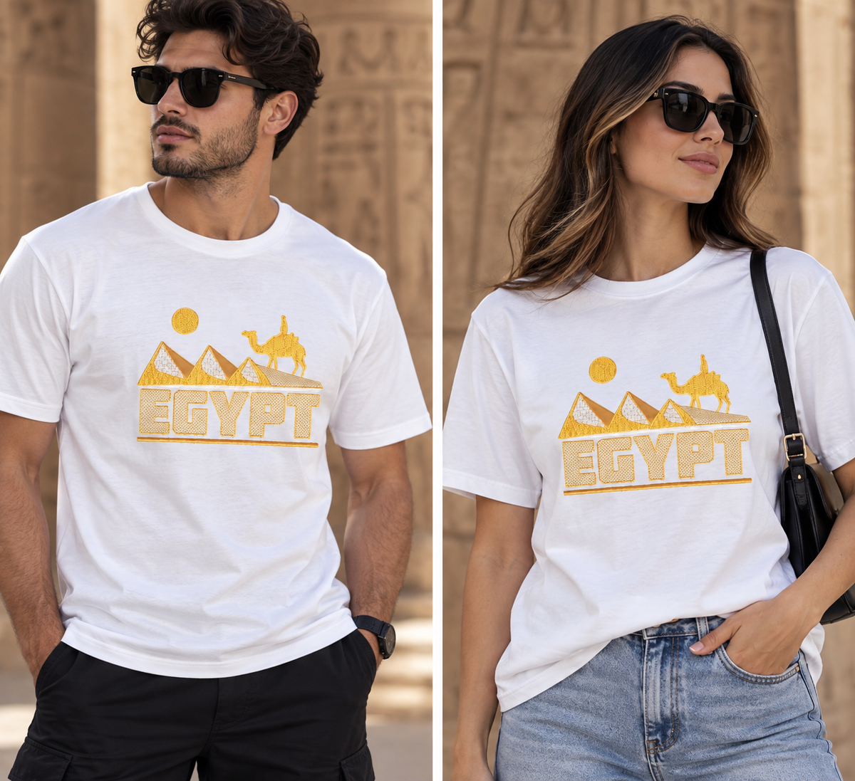 Camiseta Unisex de Algodón – Colección Egipto (Pirámides de Guiza)