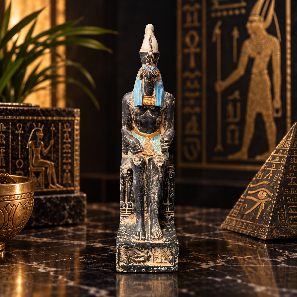 Estatua del Dios Horus Entronizado – El Señor del Cielo y Soberano Divino