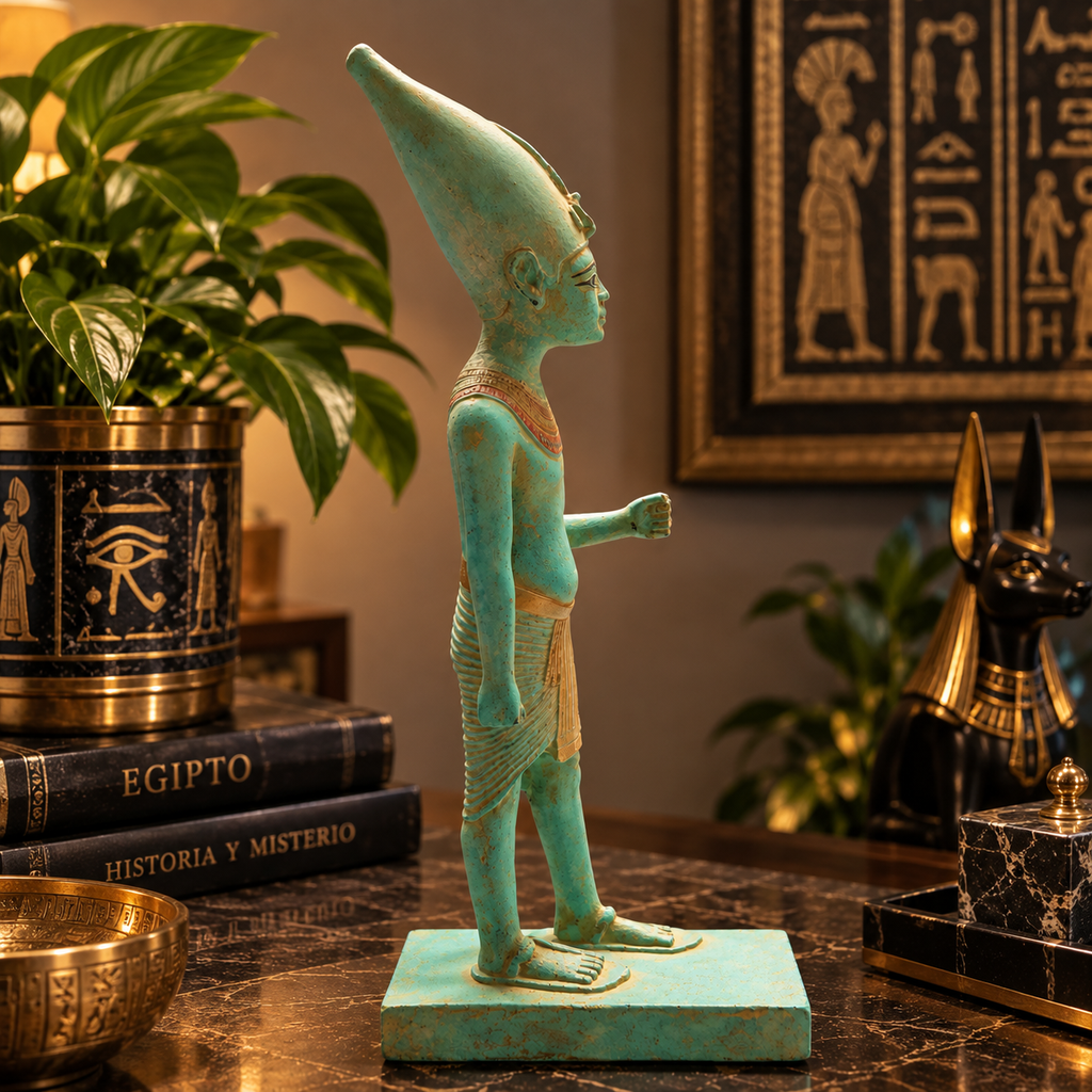 Figura de Osiris en Turquesa y Oro – El Dios de la Vida y la Resurrección