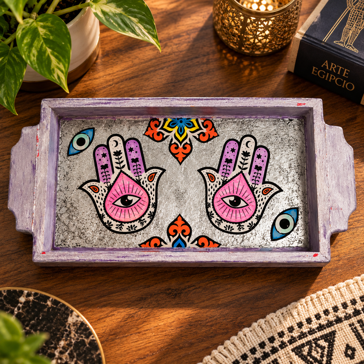 Bandeja Decorativa Artesanal – El Misterio de los Símbolos Orientales