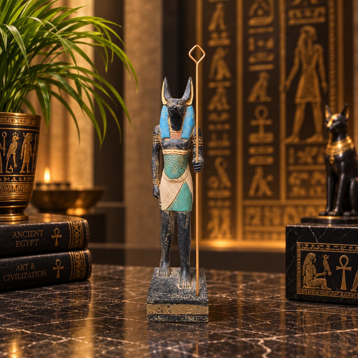Estatua Escultural del Dios Anubis