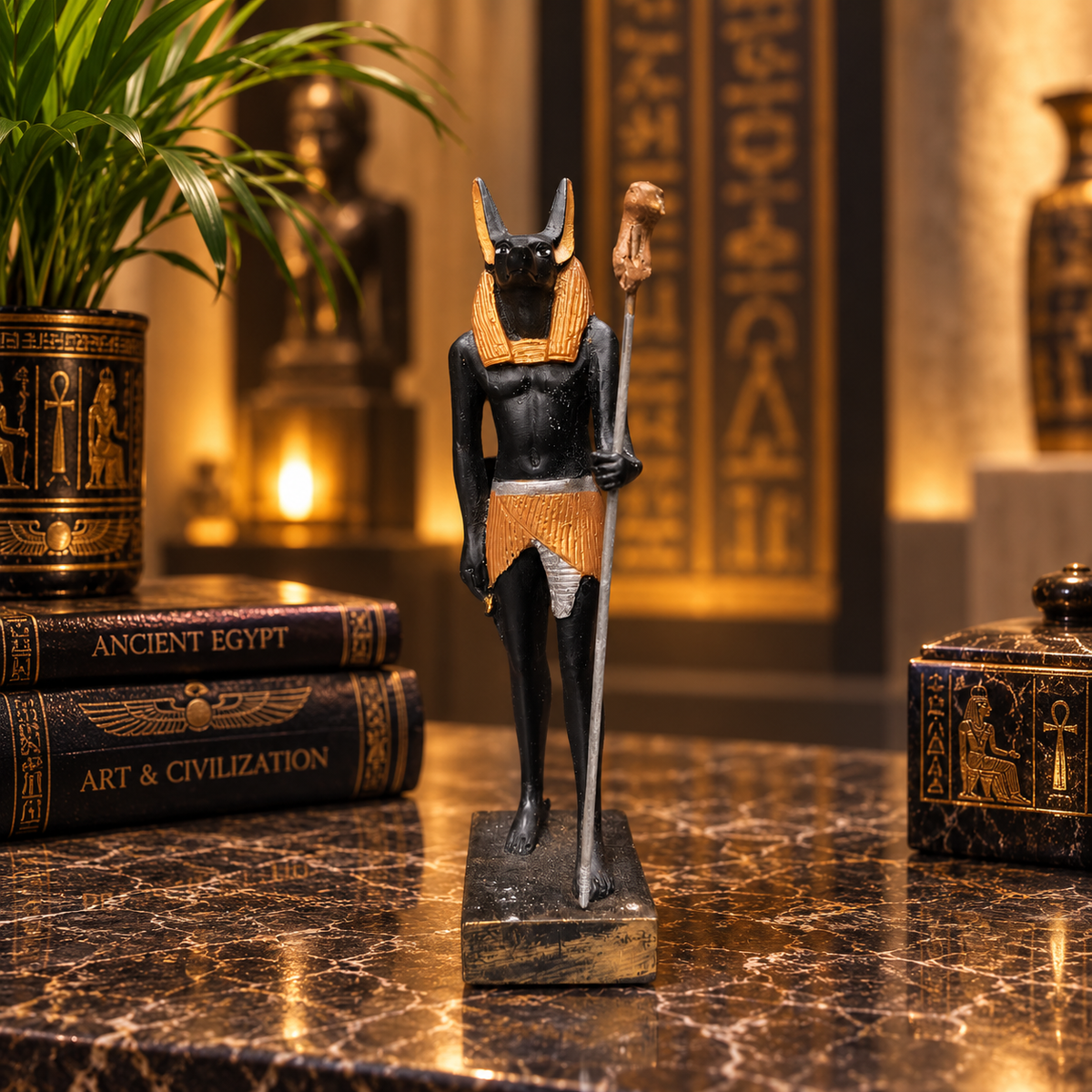 Estatua Escultural del Dios Anubis