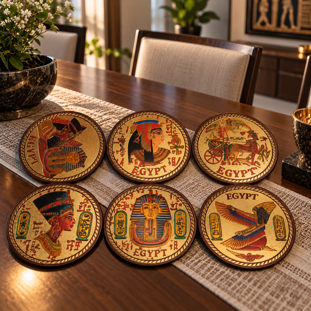 Set de Portavasos Egipcios – El Esplendor del Antiguo Egipto