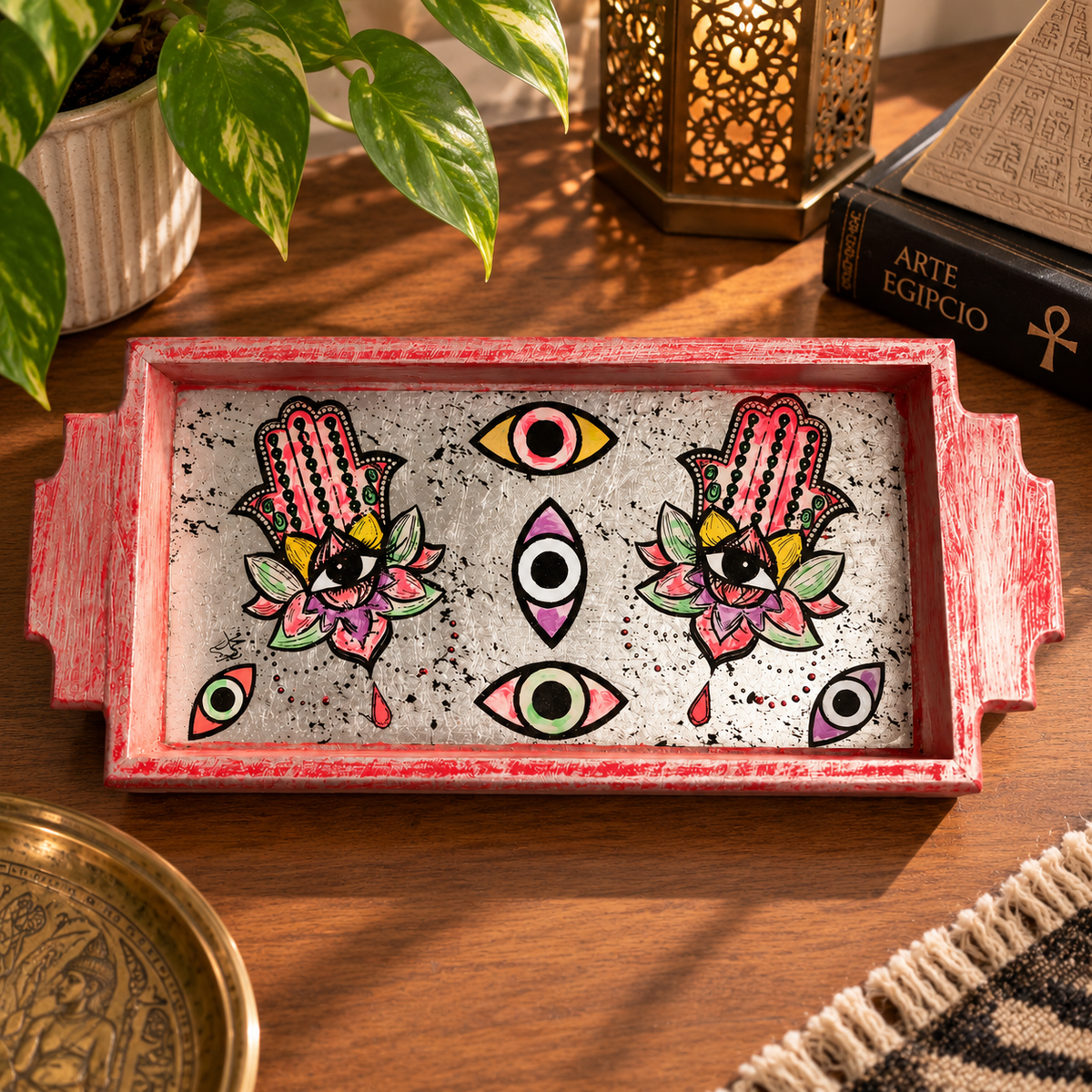 Bandeja Decorativa Artesanal – El Misterio de los Símbolos Orientales